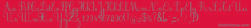 PlumScript-Schriftart – Graue Schriften auf rotem Hintergrund