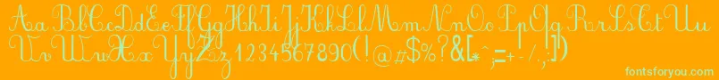 フォントPlumScript – オレンジの背景に緑のフォント