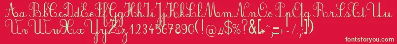 Czcionka PlumScript – zielone czcionki na czerwonym tle