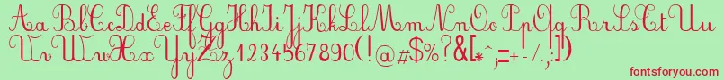 PlumScript-Schriftart – Rote Schriften auf grünem Hintergrund