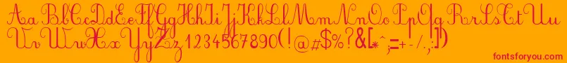 PlumScript-Schriftart – Rote Schriften auf orangefarbenem Hintergrund
