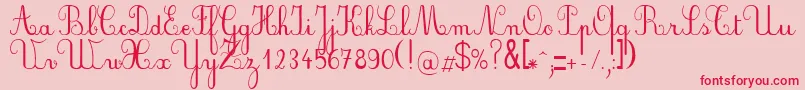 フォントPlumScript – ピンクの背景に赤い文字