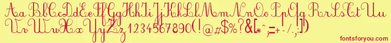 Шрифт PlumScript – красные шрифты на жёлтом фоне
