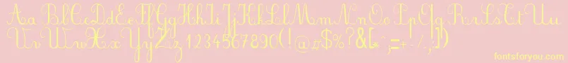 PlumScript Font – Yellow Fonts on Pink Background