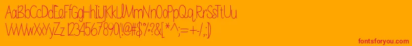 Sabrinahandfont-Schriftart – Rote Schriften auf orangefarbenem Hintergrund