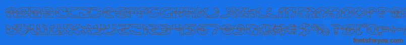 Starfighterout-Schriftart – Braune Schriften auf blauem Hintergrund