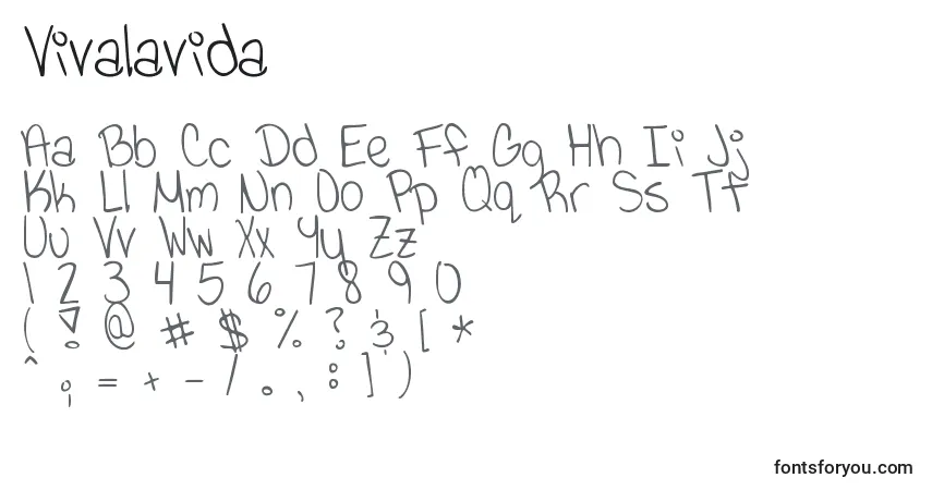 Fuente Vivalavida - alfabeto, números, caracteres especiales
