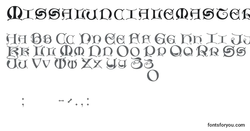 A fonte Missaluncialemaster – alfabeto, números, caracteres especiais