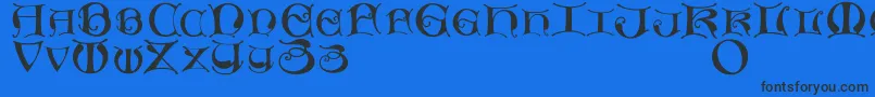 Fonte Missaluncialemaster – fontes pretas em um fundo azul
