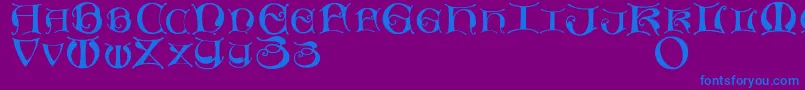 フォントMissaluncialemaster – 紫色の背景に青い文字