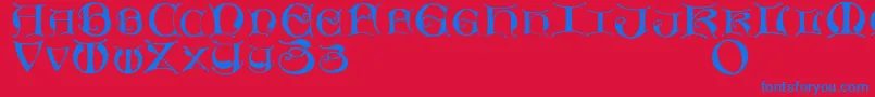 フォントMissaluncialemaster – 赤い背景に青い文字