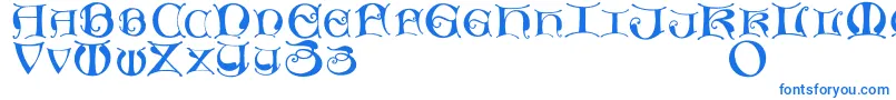 Missaluncialemaster-Schriftart – Blaue Schriften auf weißem Hintergrund