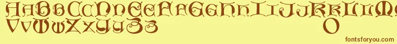 Missaluncialemaster-Schriftart – Braune Schriften auf gelbem Hintergrund