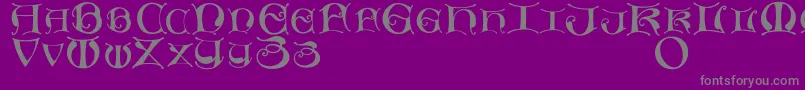 フォントMissaluncialemaster – 紫の背景に灰色の文字