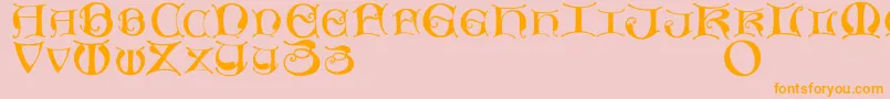 Missaluncialemaster-fontti – oranssit fontit vaaleanpunaisella taustalla