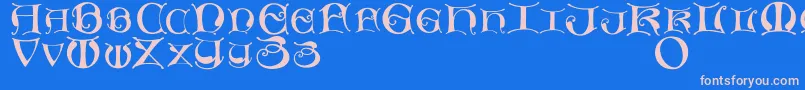 フォントMissaluncialemaster – ピンクの文字、青い背景