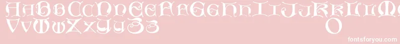 Missaluncialemaster-fontti – valkoiset fontit vaaleanpunaisella taustalla