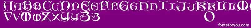フォントMissaluncialemaster – 紫の背景に白い文字