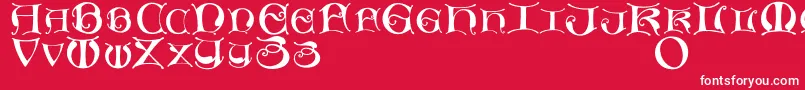 Missaluncialemaster-fontti – valkoiset fontit punaisella taustalla