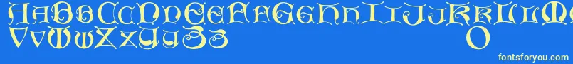 Missaluncialemaster-fontti – keltaiset fontit sinisellä taustalla