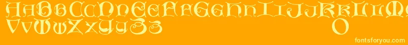 Missaluncialemaster-Schriftart – Gelbe Schriften auf orangefarbenem Hintergrund