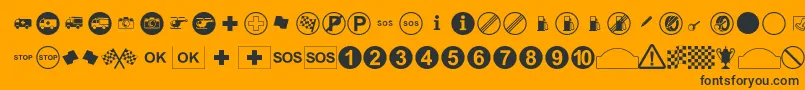 RallySymbols Font – Black Fonts on Orange Background