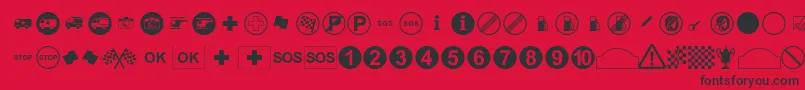 RallySymbols Font – Black Fonts on Red Background