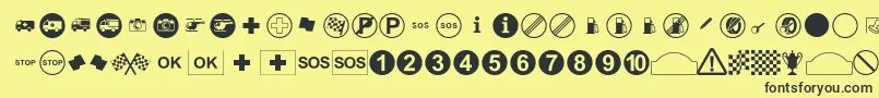RallySymbols Font – Black Fonts on Yellow Background