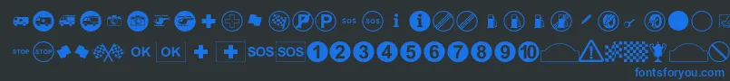 RallySymbols Font – Blue Fonts on Black Background