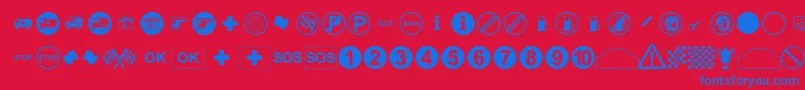 RallySymbols Font – Blue Fonts on Red Background