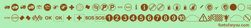 RallySymbols Font – Brown Fonts on Green Background