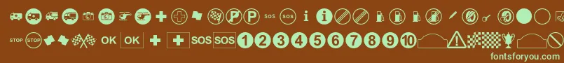 RallySymbols Font – Green Fonts on Brown Background