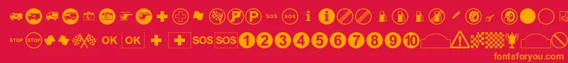 RallySymbols Font – Orange Fonts on Red Background