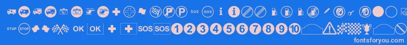 RallySymbols Font – Pink Fonts on Blue Background