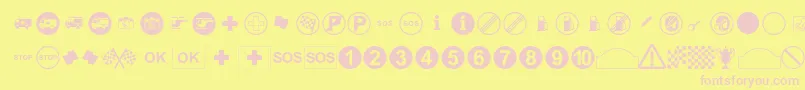 RallySymbols Font – Pink Fonts on Yellow Background