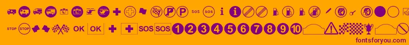 RallySymbols Font – Purple Fonts on Orange Background