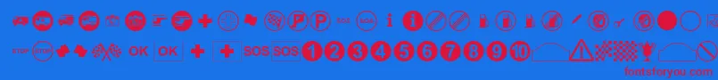 RallySymbols Font – Red Fonts on Blue Background