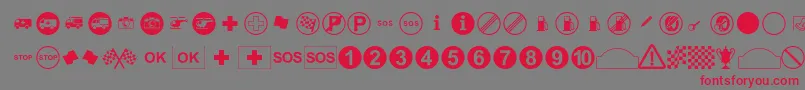 RallySymbols Font – Red Fonts on Gray Background