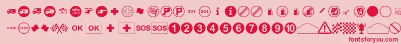 fuente RallySymbols – Fuentes Rojas Sobre Fondo Rosa