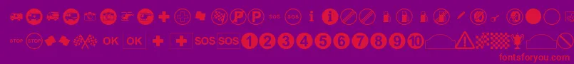 RallySymbols Font – Red Fonts on Purple Background