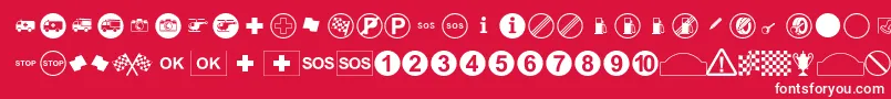 RallySymbols Font – White Fonts on Red Background