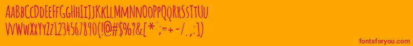 AmaticBold-Schriftart – Rote Schriften auf orangefarbenem Hintergrund