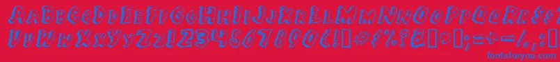 Juf Font – Blue Fonts on Red Background