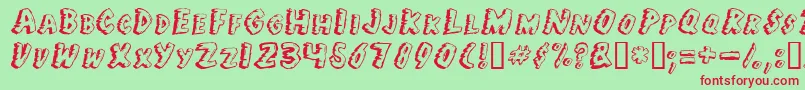 Juf Font – Red Fonts on Green Background