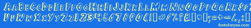 Juf Font – Yellow Fonts on Blue Background