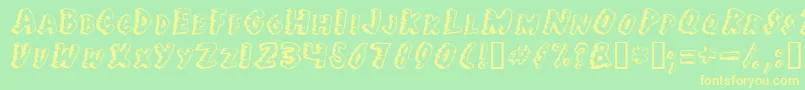 Juf Font – Yellow Fonts on Green Background