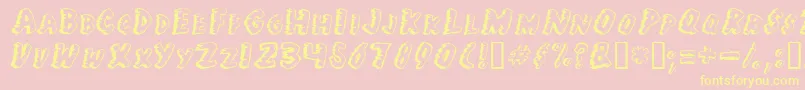 Juf-Schriftart – Gelbe Schriften auf rosa Hintergrund