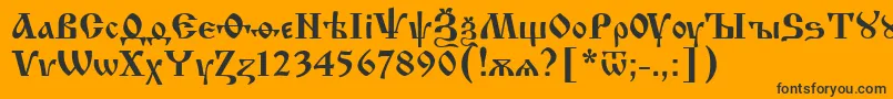 Fonte Izhitsa0 – fontes pretas em um fundo laranja