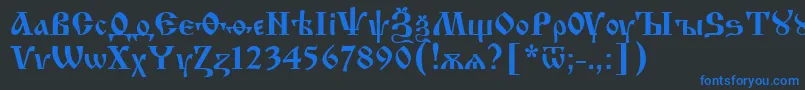 フォントIzhitsa0 – 黒い背景に青い文字