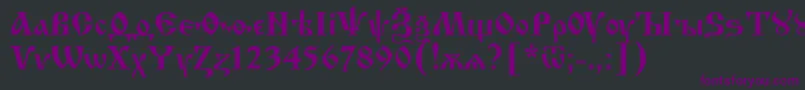 Czcionka Izhitsa0 – fioletowe czcionki na czarnym tle